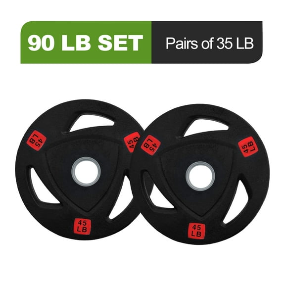 FlexWave 2-Inch Olympic Cast Iron Weight Plates Set, Multiple Sizes Including 5LB, 10LB, and 90LB, for Strength Training & Weightlifting