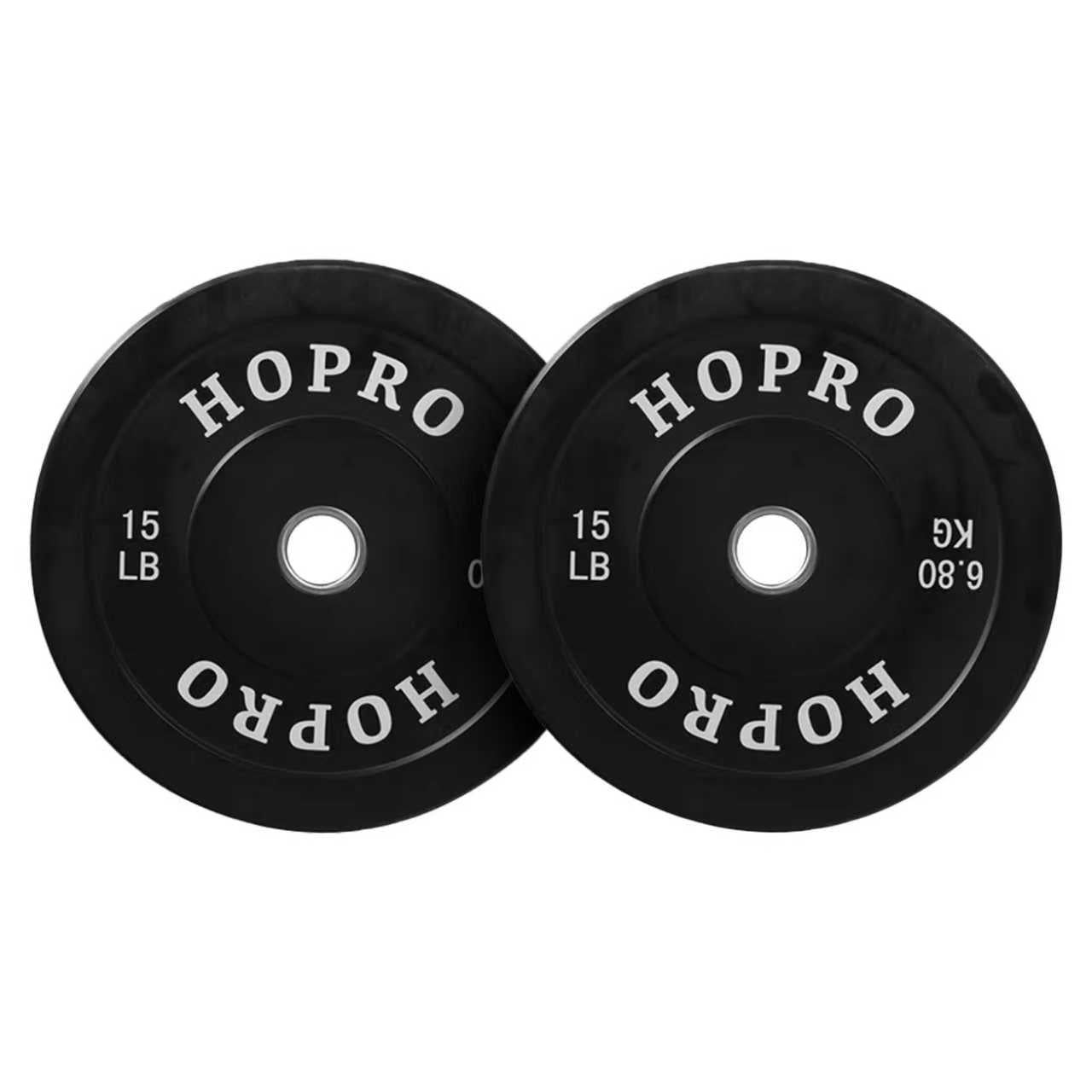 FlexWave 2-Inch Olympic Rubber Bumper Plates with Steel Center – 15LB Black Set for Lifting & Home Gym Workouts