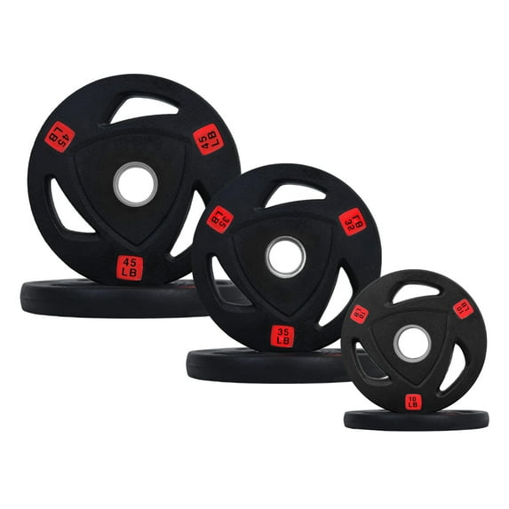 FlexWave 2-Inch Rubber Coated Cast Iron Weight Plates Set, 80LB/180LB/210LB Options, for Barbell & Home Gym Strength Training