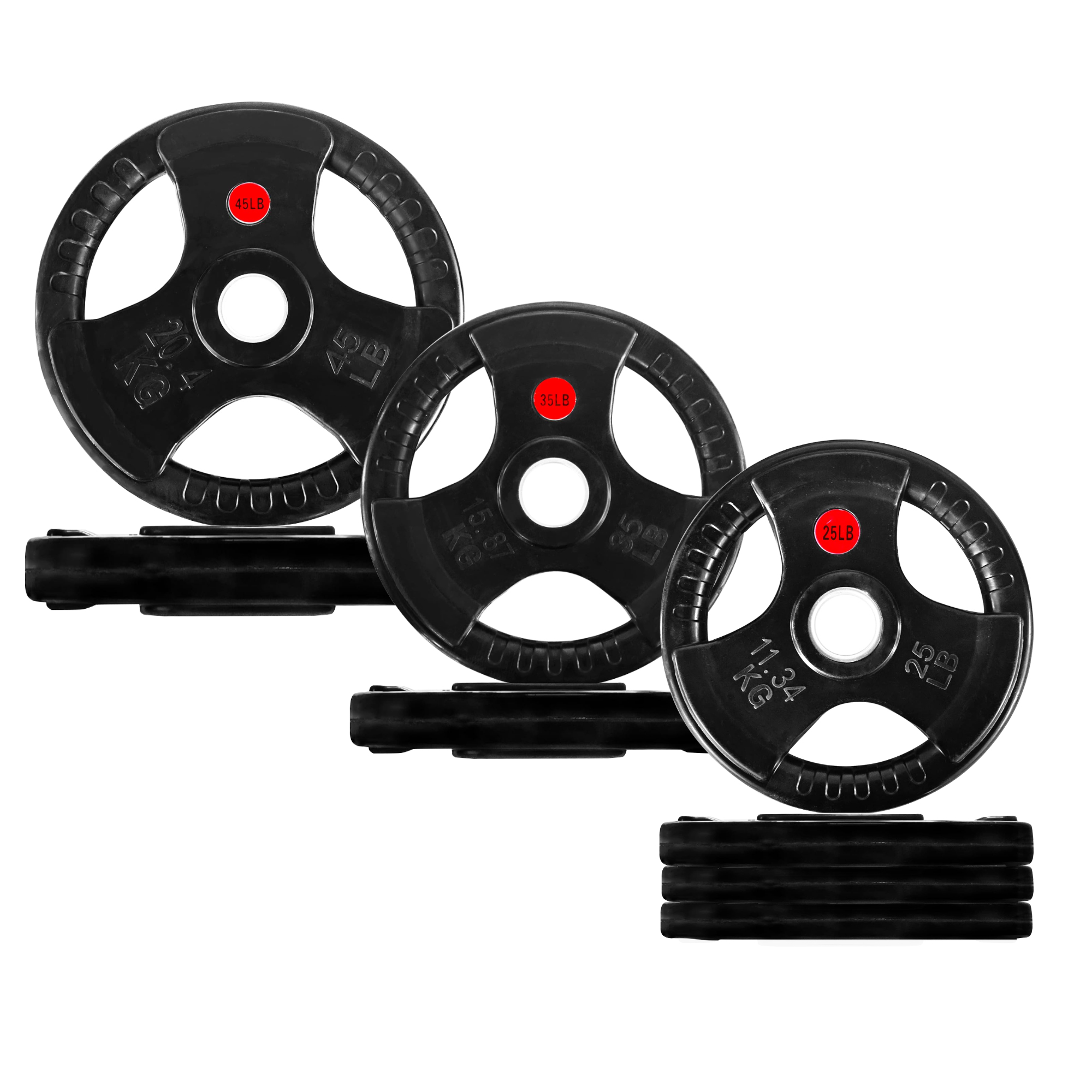 FlexWave 2-Inch Rubber Coated Cast Iron Weight Plates Set, 80LB/180LB/210LB Options, for Barbell & Home Gym Strength Training