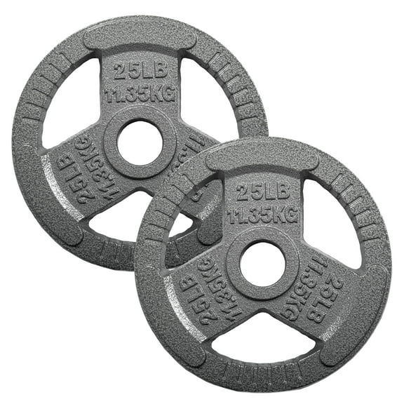 FlexWave 2" Olympic Cast Iron Weight Plates, 2.5-45 lb Set, Rust-Proof Enamel Coating & Tri-Grip Handles, Home & Commercial Gym