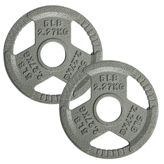 FlexWave 2" Olympic Cast Iron Weight Plates, 2.5-45 lb Set, Rust-Proof Enamel Coating & Tri-Grip Handles, Home & Commercial Gym