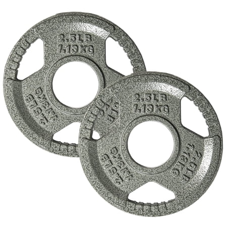 FlexWave 2" Olympic Cast Iron Weight Plates, 2.5-45 lb Set, Rust-Proof Enamel Coating & Tri-Grip Handles, Home & Commercial Gym