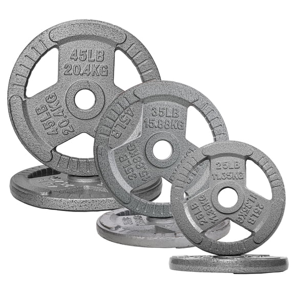 FlexWave 210LB Olympic 2" Cast Iron 3-Grip Weight Plates Set, Light Gray