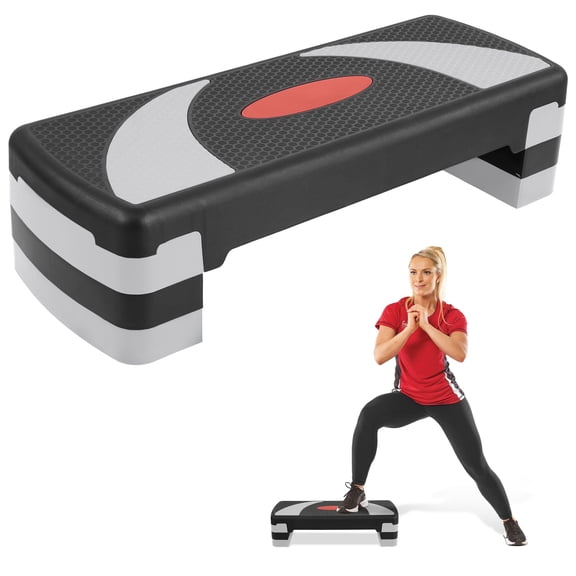 FlexWave 31" Adjustable Aerobic Stepper – 4"/6"/8" Height, Non-Slip ABS Platform, 400 lbs Capacity, Shock-Absorb & Rounded Edge for Home and Outdoor Cardio