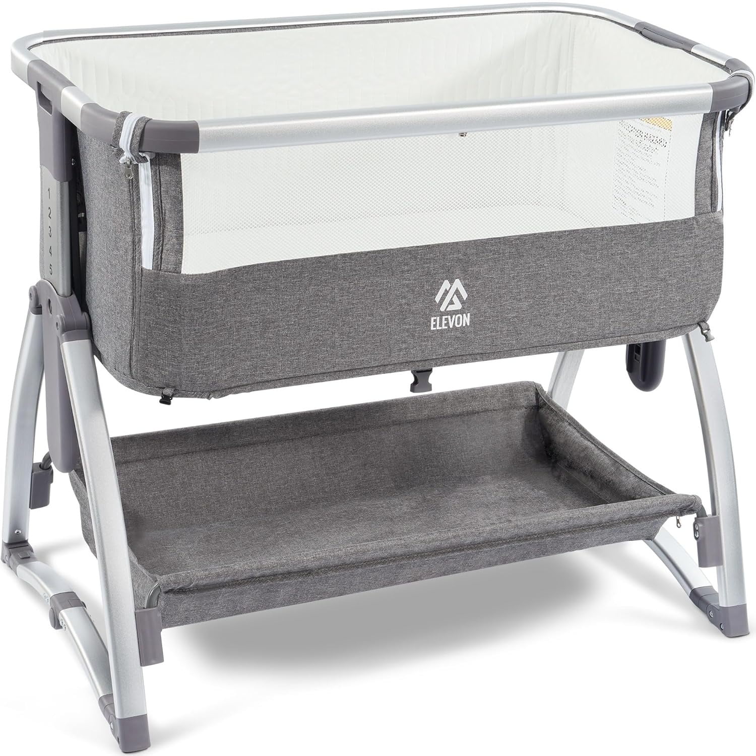 FlexWave 4-in-1 Adjustable Baby Bassinet, Foldable Bedside Sleeper, Portable Infant Crib，with Breathable Mesh, Secure Strap, Rocking Feature, Height Adjustable, for Newborn Comfort and Safety