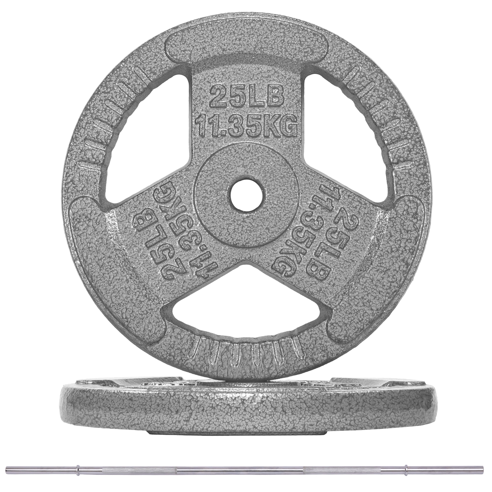 FlexWave 50LB Standard 1" Cast Iron 3-Grip Weight Plates Set, Light Gray