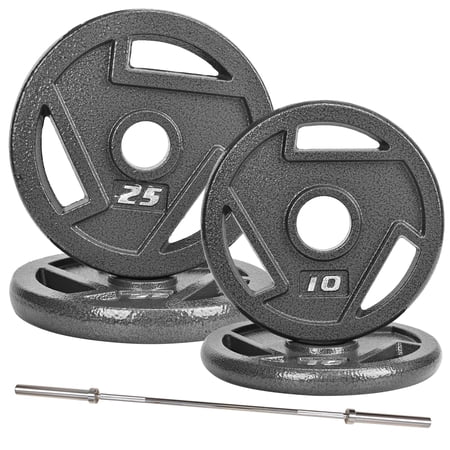 FlexWave 6FT Olympic Barbell Weight Set with 70–160LB 3-Hole Cast Iron Grip Plates, Home Gym Strength Training Kit