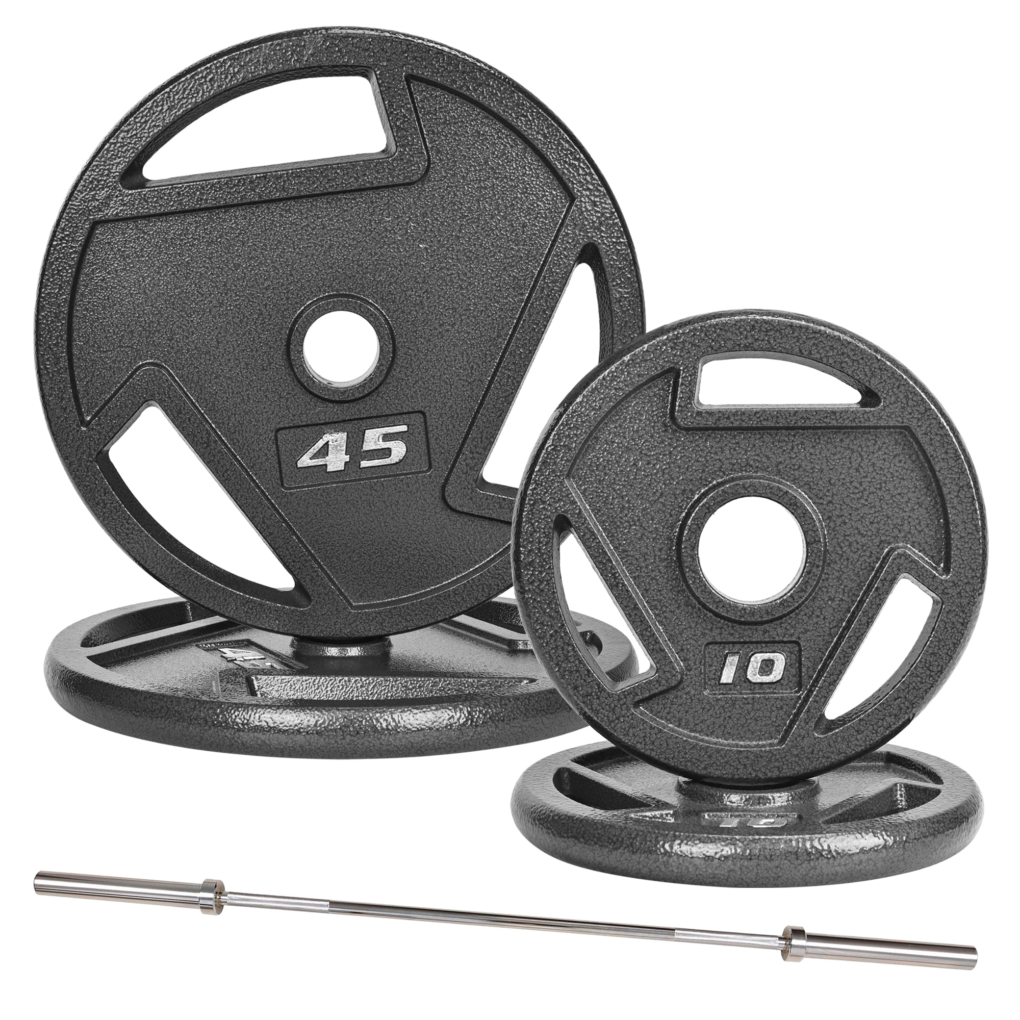FlexWave 6FT Olympic Barbell Weight Set with 70–160LB 3-Hole Cast Iron Grip Plates, Home Gym Strength Training Kit