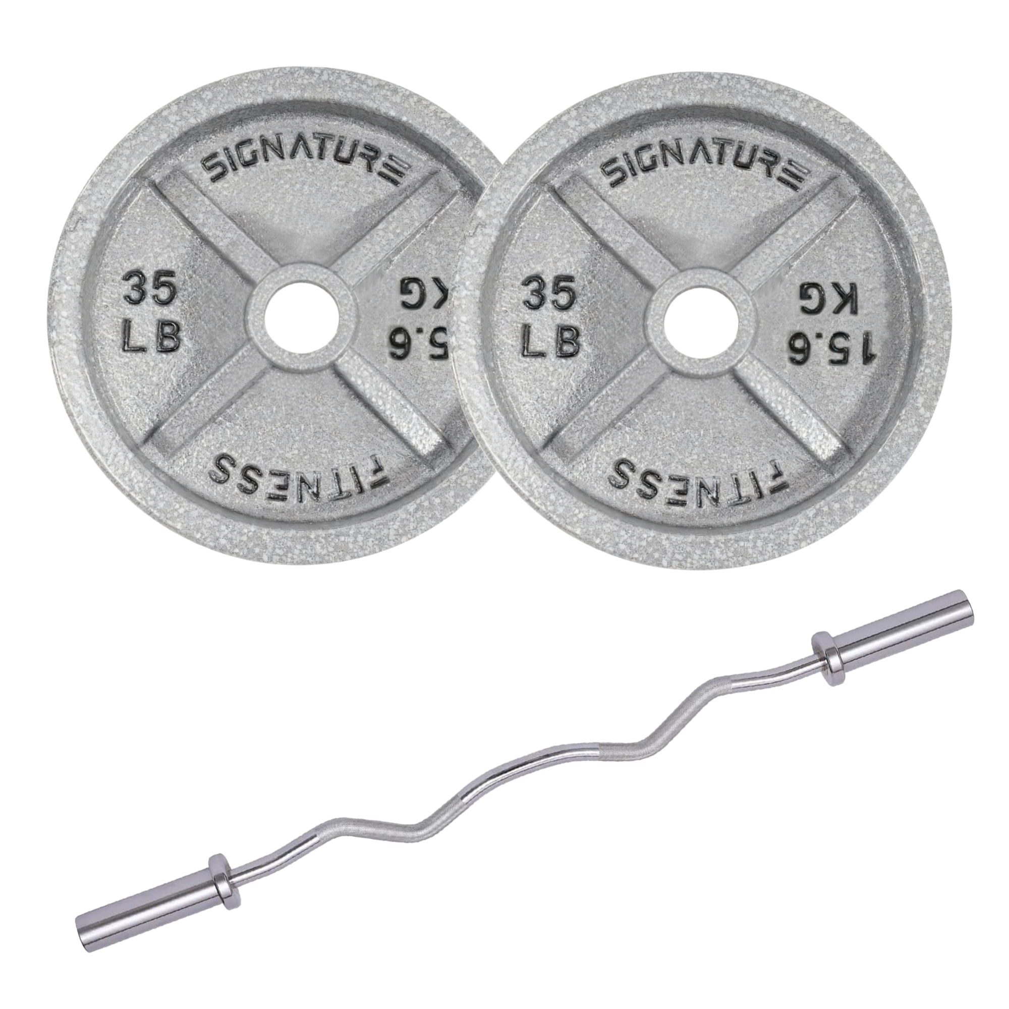 FlexWave 70LB Olympic Curl Barbell Set，Includes 4FT Curl Bar & 2-Inch Cast Iron Weight Plates, Strength Training Set, for Home Gym, Multiple Packages