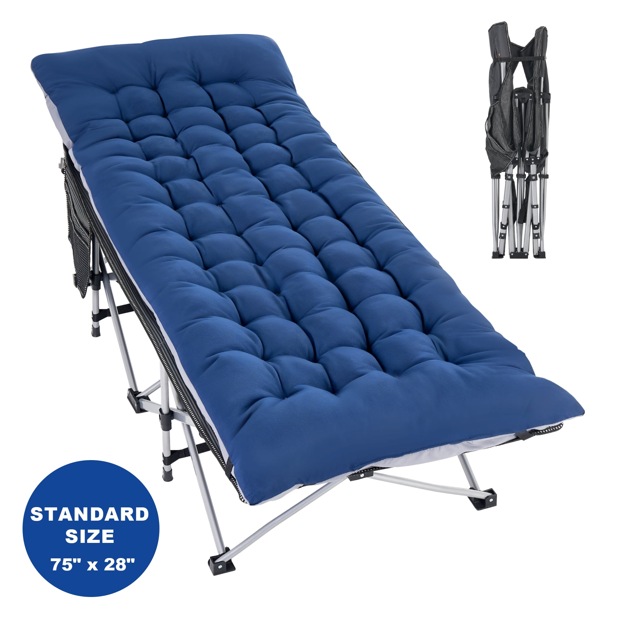 FlexWave 75" x 28" Folding Camping Cot with Mattress for Adults, 880 lb Heavy Duty Portable Guest Bed for Camping, Home & Travel