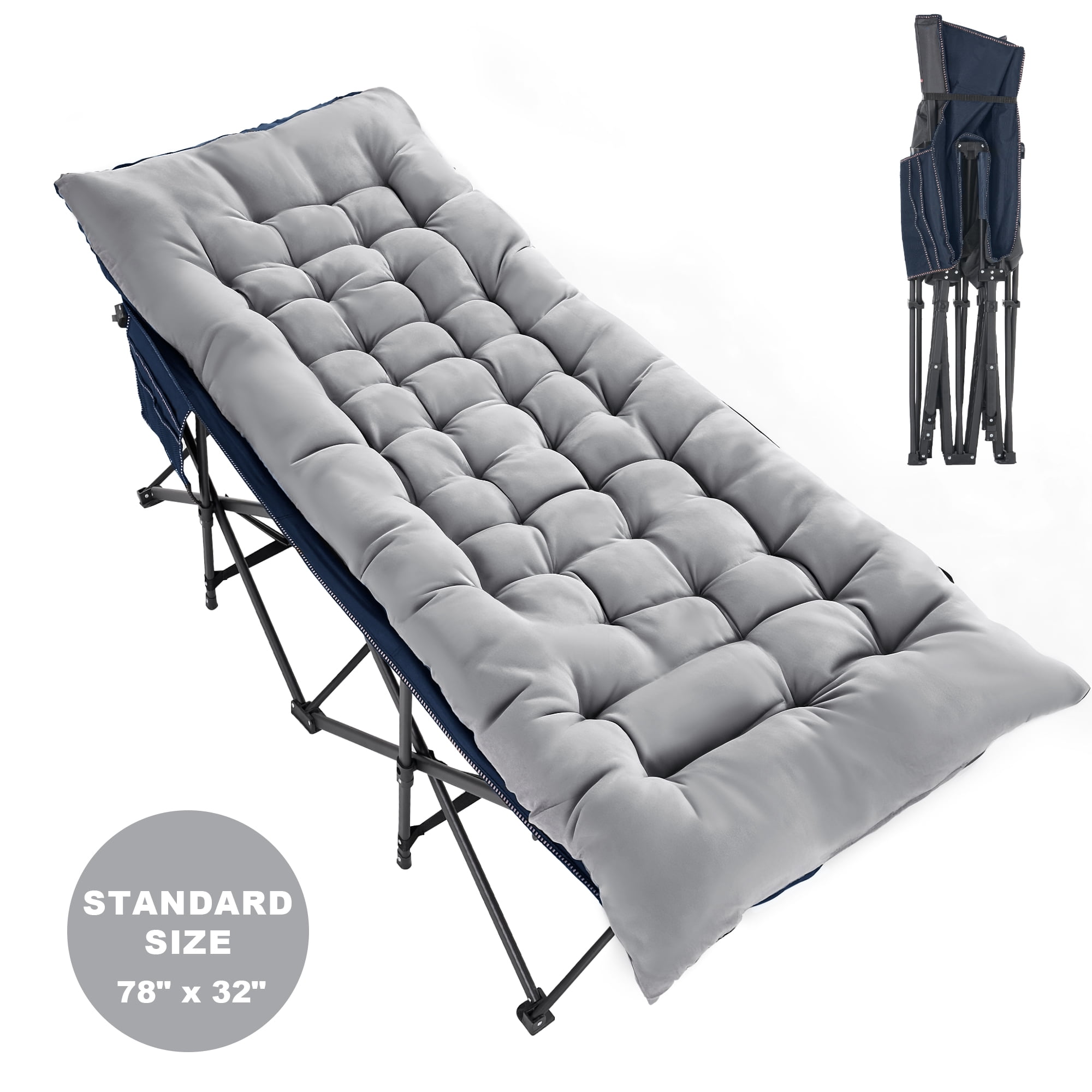 FlexWave 78" x 32" Folding Camping Cot with Mattress for Adults, 880 lb Heavy Duty Portable Guest Bed for Camping, Home & Travel