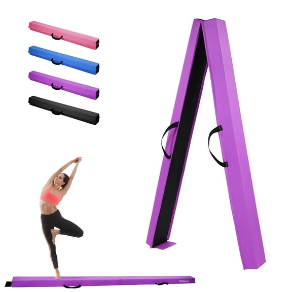 FlexWave 8FT Folding Balance Beam , Floor Gymnastics Training Equipment,with Non-Slip Rubber Base, Home Practice and Physical Therapy,for Kids and Adults