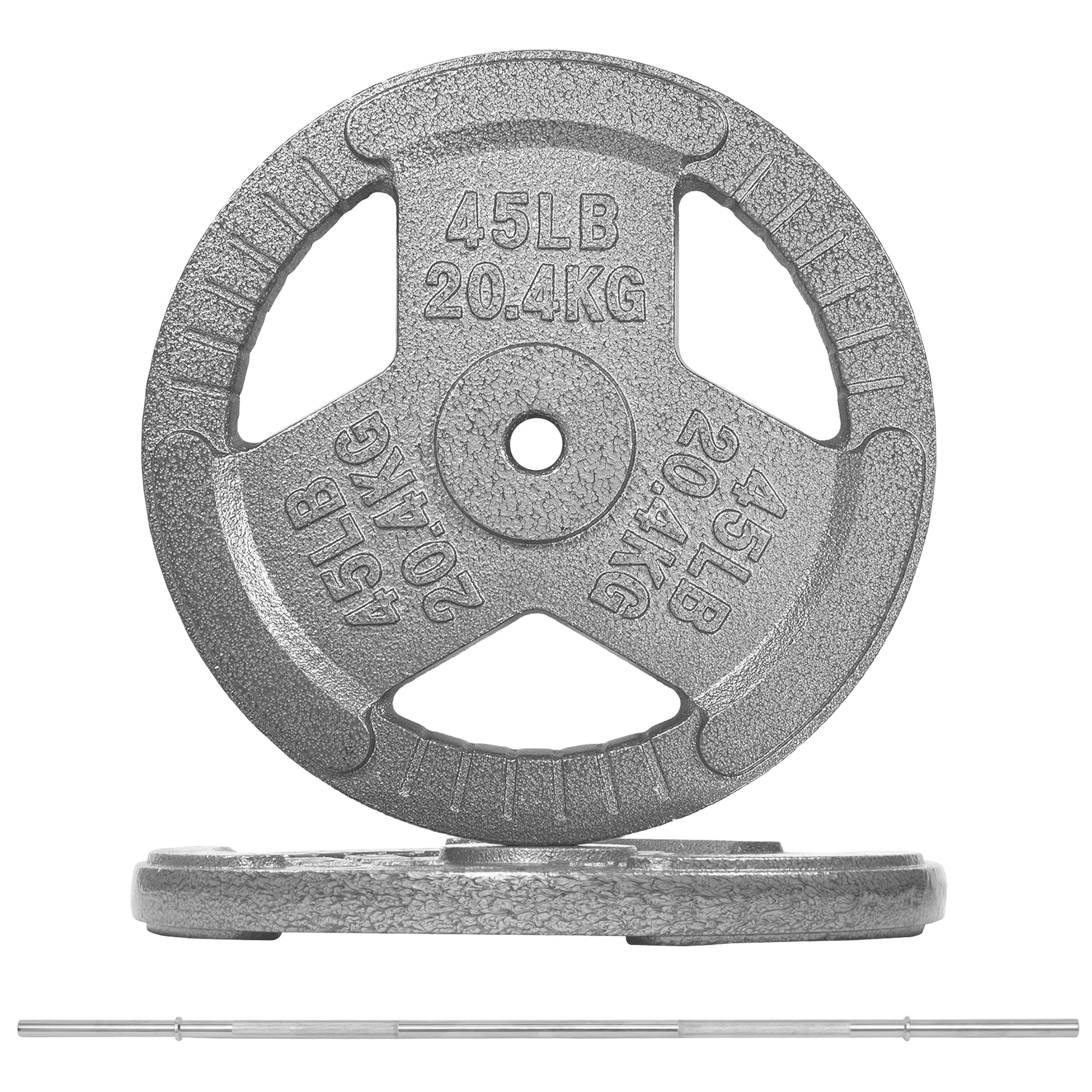 FlexWave 90LB Standard 1" Cast Iron 3-Grip Weight Plates Set, Light Gray