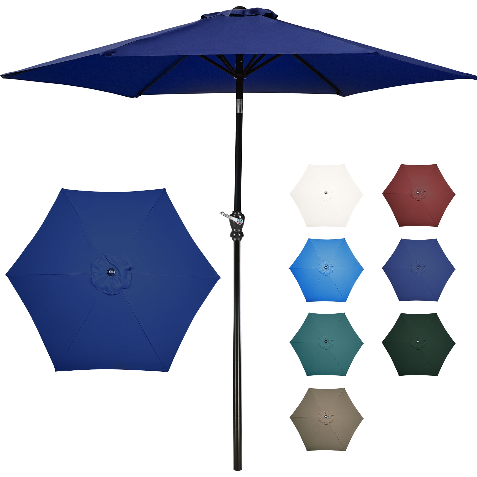 FlexWave 9FT Outdoor Market Patio Umbrella, UV-Resistant Sunshade，with Push Button Tilt & Crank, for Garden, Deck, Poolside