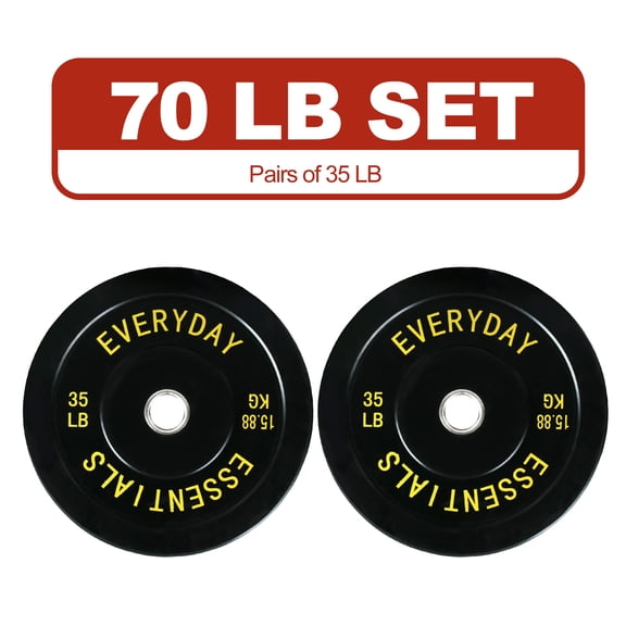 FlexWave Bumper Weight Plates, 35 lb Pair, Black, 2-Inch Hole
