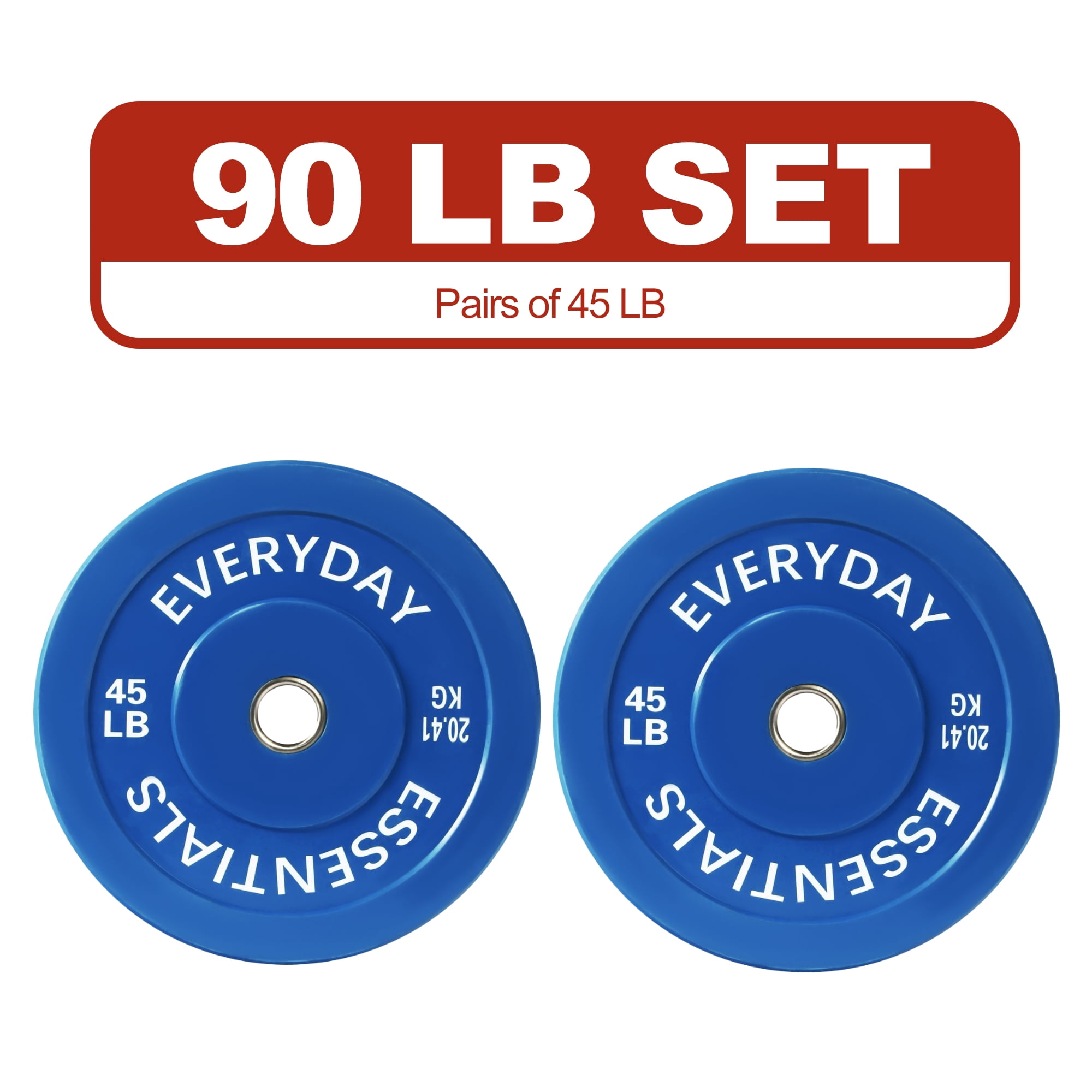 FlexWave Bumper Weight Plates, 45 lb Pair, Colored, 2-Inch Hole