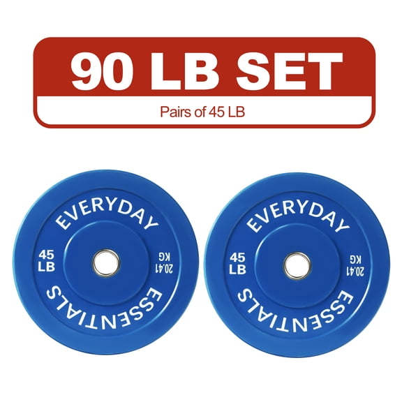 FlexWave Bumper Weight Plates, 45 lb Pair, Colored, 2-Inch Hole