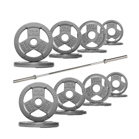 FlexWave Cast Iron Barbell Set, 50-170 LBS Weight Plates with 6FT or 7FT Barbell, 1-Inch & 2-Inch Options, Multiple Package