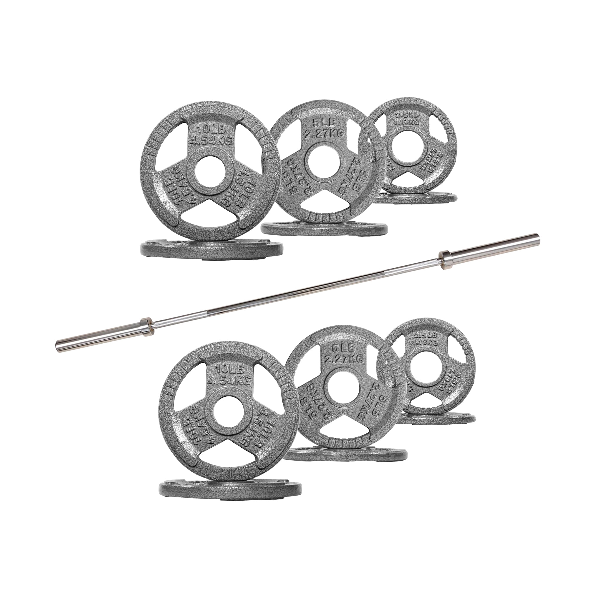FlexWave Cast Iron Barbell Set, 50-170 LBS Weight Plates with 6FT or 7FT Barbell, 1-Inch & 2-Inch Options, Multiple Package