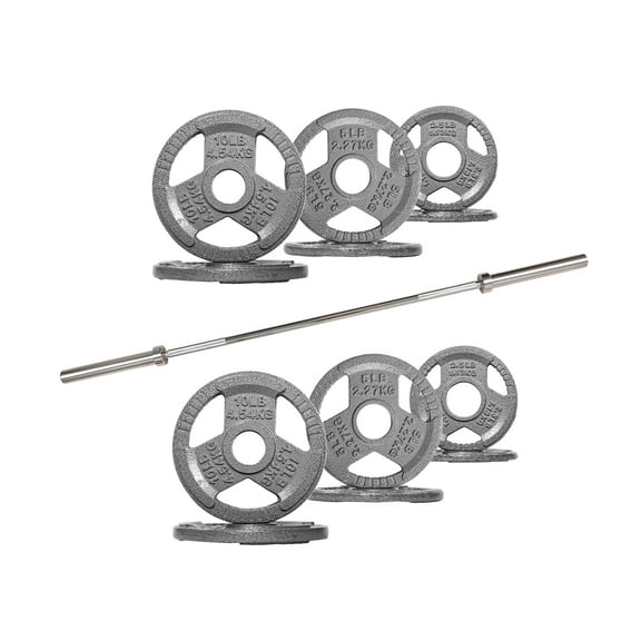 FlexWave Cast Iron Barbell Set, 50-170 LBS Weight Plates with 6FT or 7FT Barbell, 1-Inch & 2-Inch Options, Multiple Package