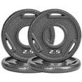 thumbnail image 1 of FlexWave Cast Iron Weight Plates, 2" Center Hole, Pair Set with 3-Grip Handles, Gray Rust-Resistant Finish, 1 of 6