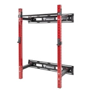 FlexWave Compact Wall-Mount Squat Rack, Red & Black, 2x2 Steel, Two-Post Design for Home Gym Strength Training