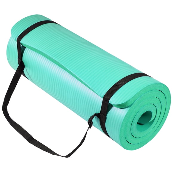 Fitvids Extra Thick 71"x24" Non-Slip Exercise & Yoga Mat, 1" High-Density Foam, Double-Sided Grip, Moisture-Proof, Lightweight with Straps