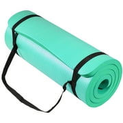 Flexwave by Balancefrom Extra Thick 71"x24" Non-Slip Exercise & Yoga Mat, 1" High-Density Foam, Double-Sided Grip, Moisture-Proof, Lightweight with Straps, Aqua Blue