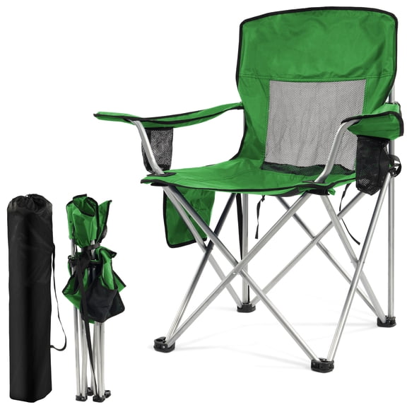 FlexWave Folding Camp Chair,Portable Outdoor Chair with Cup Holder & Carrying Bag,for Camping, Beach, Fishing, and Sports Events