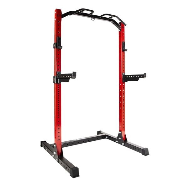 FlexWave Full Power Rack, Red & Black, 3x3 Steel, Four-Post Design for Home & Commercial Gym Use