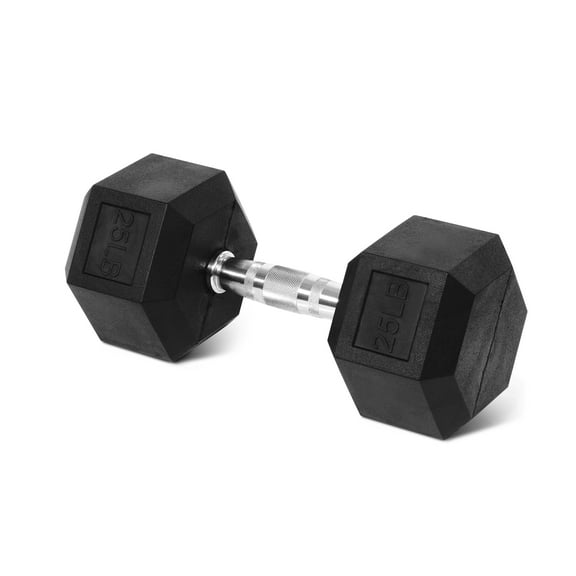 FlexWave Hex Rubber Dumbbells – Black, Single 10/15/20/25LB or Pair 5/10/15LB, Solid Cast Iron with Non-Slip Grip for Strength Training and Home Gym