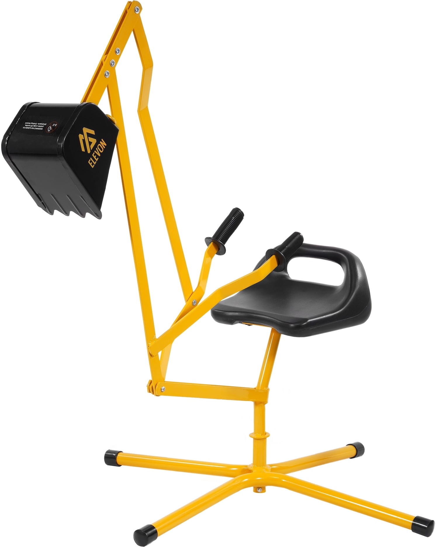 FlexWave Kids Ride-On Sandbox Digger Toy，Stationary Excavator，with 360° Rotation & Metal Base, for Outdoor Sand, Dirt & Snow Play，Yellow