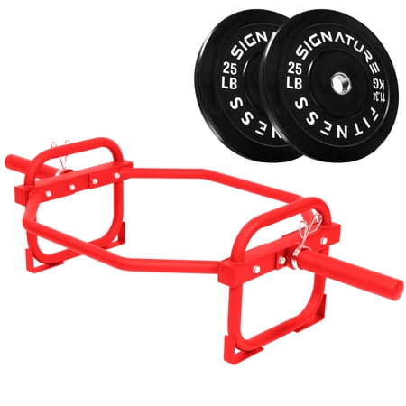 FlexWave Olympic 2-Inch Hex Trap Bar,with Safety Clips, 500LB Capacity ,Deadlift Barbell, Includes 50LB/70LB/80LB/100LB Weight Plates,for Strength Training, Shoulder Press, Shrugs, Back Rows