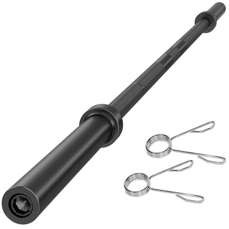 FlexWave Olympic Barbell,with Clips,6FT, 2-Inch Diameter, 700LB Capacity, Black, for Powerlifting & Weightlifting
