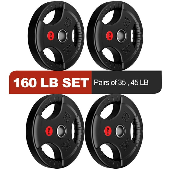 FlexWave Olympic Weight Plate Set 120LB–210LB, 2-Inch Rubber Coated Cast Iron Plates for Barbell, Home Gym Strength Training