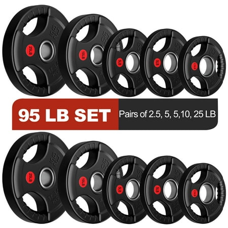 FlexWave Olympic Weight Plate Set 85LB–135LB, 2-Inch Rubber Coated Cast Iron Plates for Barbell, Home Gym Strength Training