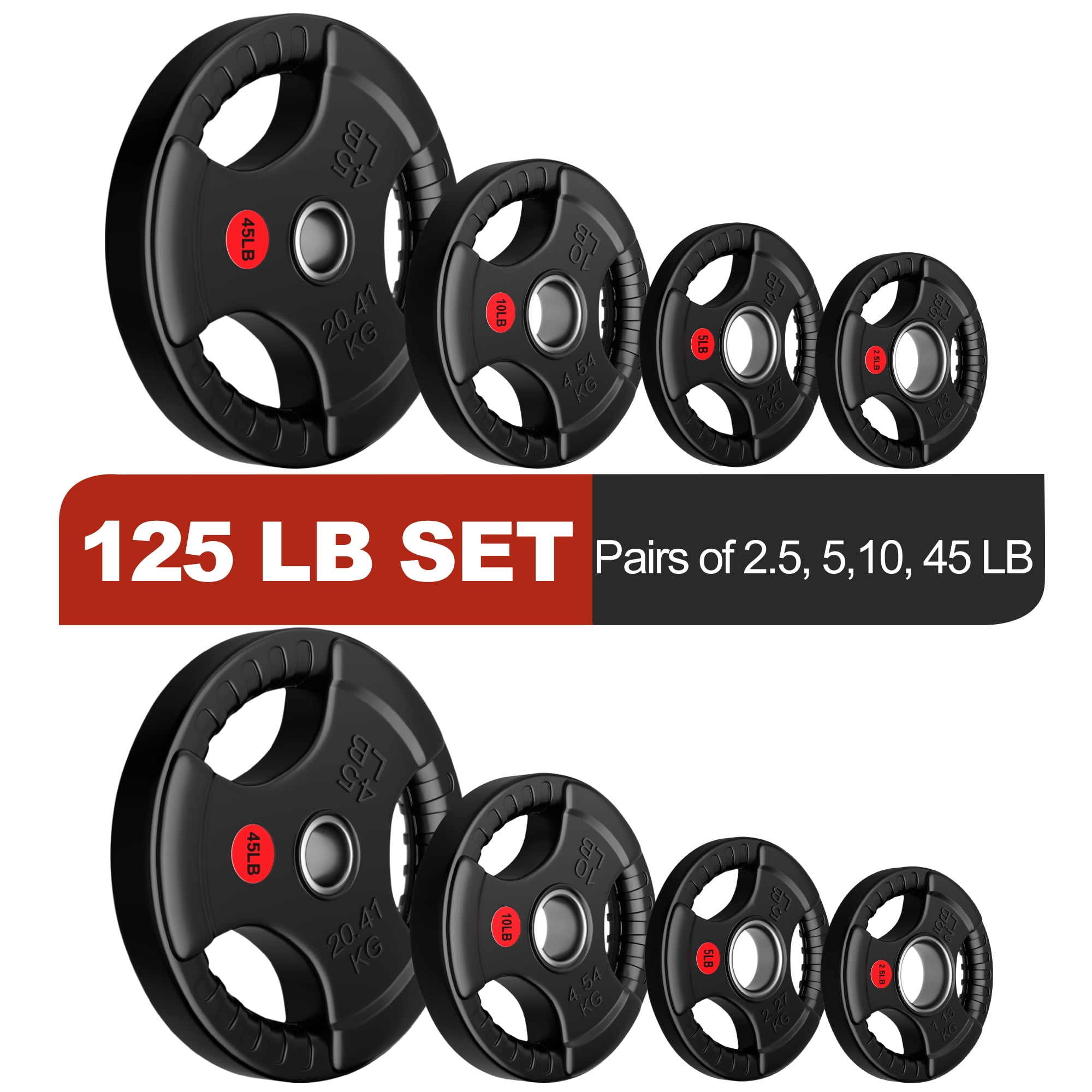 FlexWave Olympic Weight Plate Set 85LB–135LB, 2-Inch Rubber Coated Cast Iron Plates for Barbell, Home Gym Strength Training