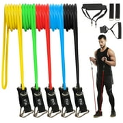 FlexWave Resistance Bands Set with Handles, 10 Pieces Set，Exercise Workout Bands for Strength Training, Home Gym Fitness Equipment for Men & Women