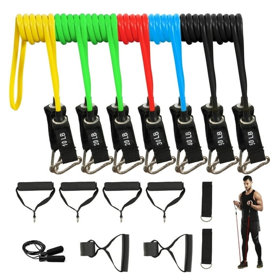 FlexWave Resistance Bands Set with Handles, 16 Pieces Set,Exercise Workout Bands for Strength Training, Home Gym Fitness Equipment for Men & Women