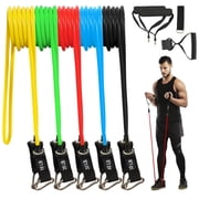 FlexWave Resistance Bands Set with Handles, 9 Pieces Set，Exercise Workout Bands for Strength Training, Home Gym Fitness Equipment for Men & Women