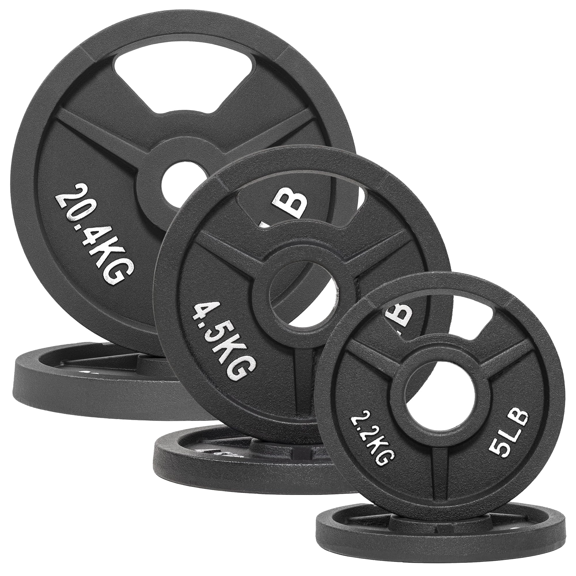 FlexWave Solid Cast Iron Black Glaze Olympic Plate, Rust-Proof Double Scale, 35-210LB Multiple Specifications Available, Lifelong Bending And Crack Resistance, Suitable for All 2-inch Barbells
