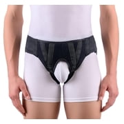 FlexaMed Double Sided Inguinal Hernia Groin Belt with Compression Pads Black Medium