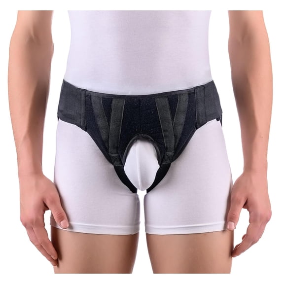 FlexaMed Double Sided Inguinal Hernia Groin Belt with Compression Pads Black Small