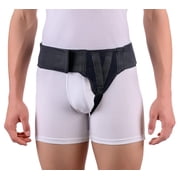 FlexaMed Left Side Inguinal Hernia Groin Belt with Compression Pad Black Small