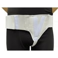 thumbnail image 1 of FlexaMed Left Side Inguinal Hernia Groin Belt with Compression Pad White Medium, 1 of 5