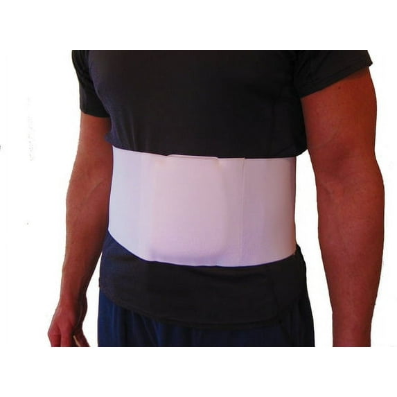 FlexaMed Umbilical Hernia Belt with Removeable Compression Pad - Unisex - 6 inch Wide - White - Small