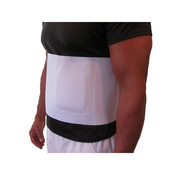 FlexaMed Umbilical Hernia Belt with Removeable Compression Pad - Unisex - 8 inch Wide - White - Large