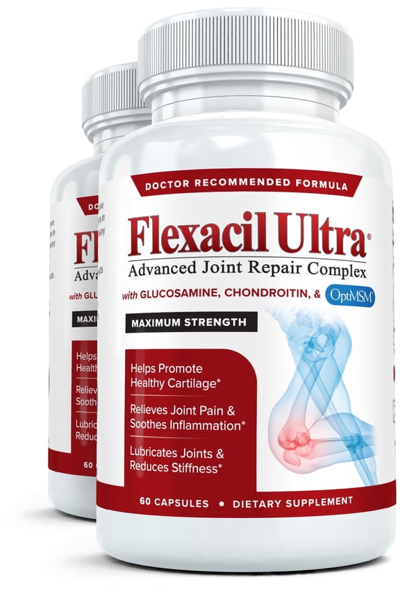 Ultra (2 Bottles) Joint Support Supplement with Glucosamine, Chondroitin & MSM, 120 caps