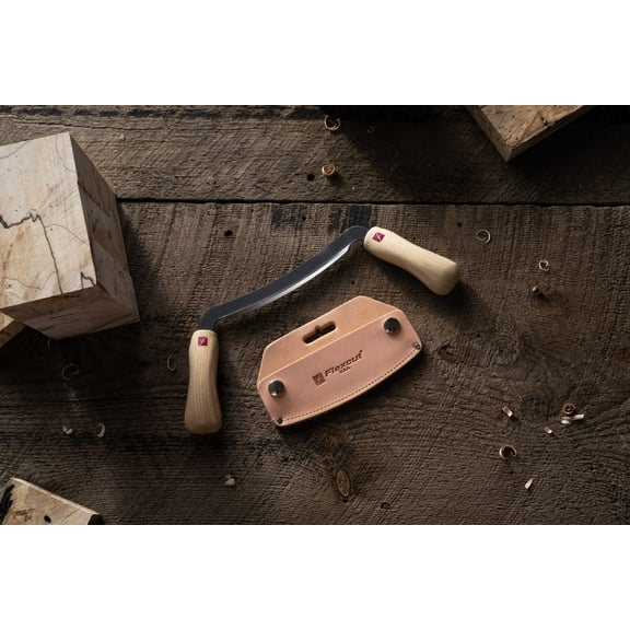 Flexcut - KN16 - 5" Curved Blade Drawknife with 5" Dual Ash Handles - Wood Carving Tool